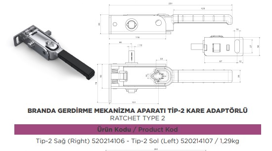 BRANDA GERDIRME CIRCIRI TIP 2 SOL KARE ADAPTORLU